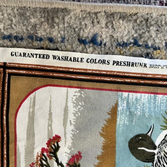 Vintage 70s Screen Printed Ducks Panel Fabric 21 Blocks Quilting Sewing Remnants - Picture 7 of 9